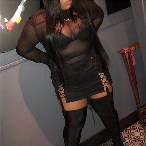 Mesh black dress with skirt attachéd